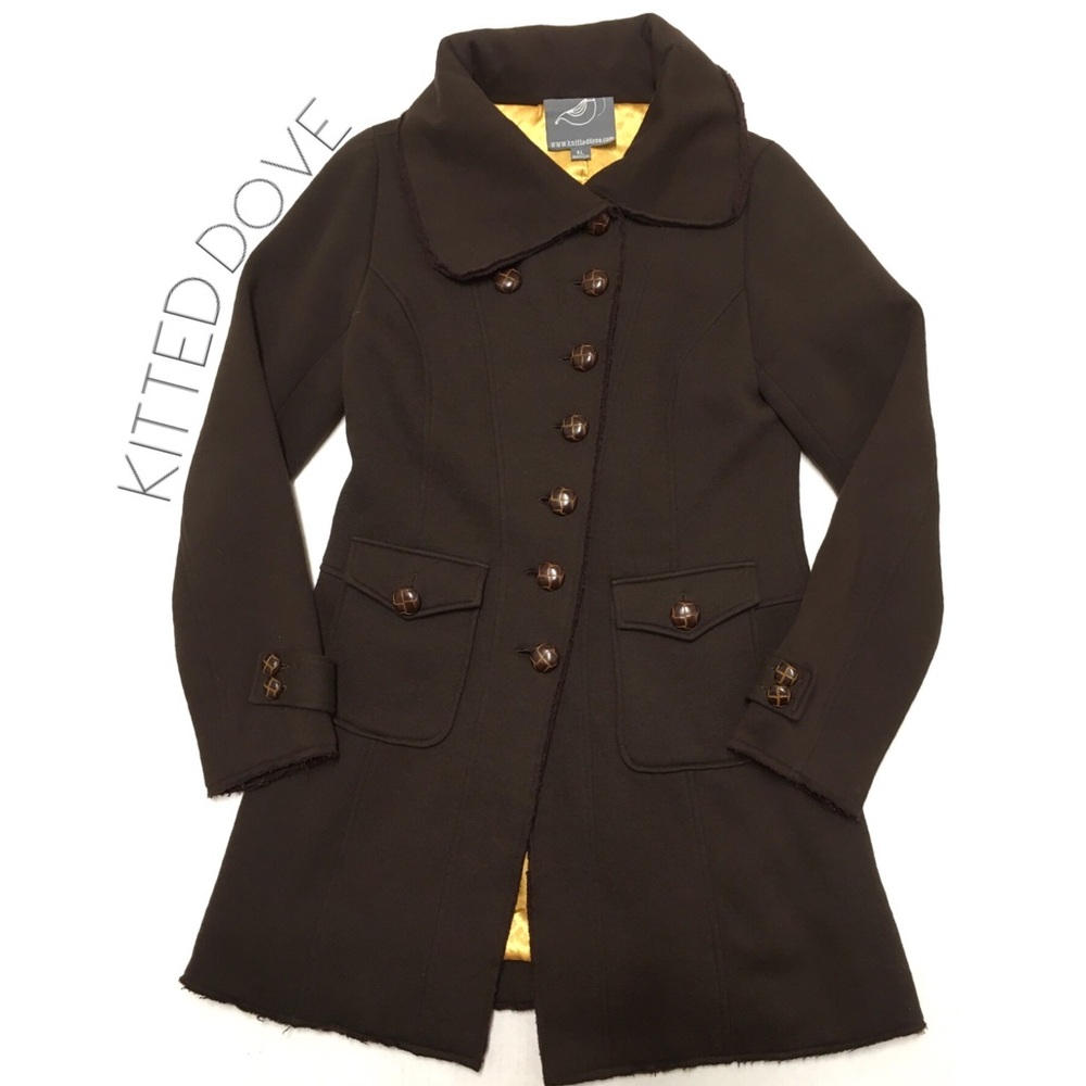 Anthropologie Knitted Dove long peacoat  trench XL
